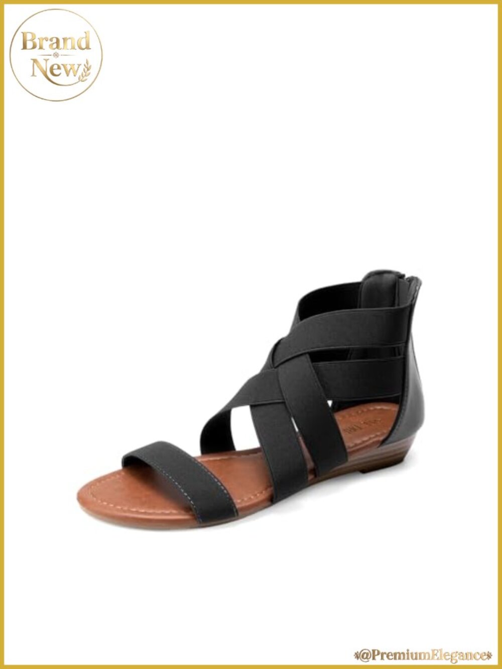 Women's Strappy Elastic Crisscross Flat Gladiator Sandals Faux Leather
